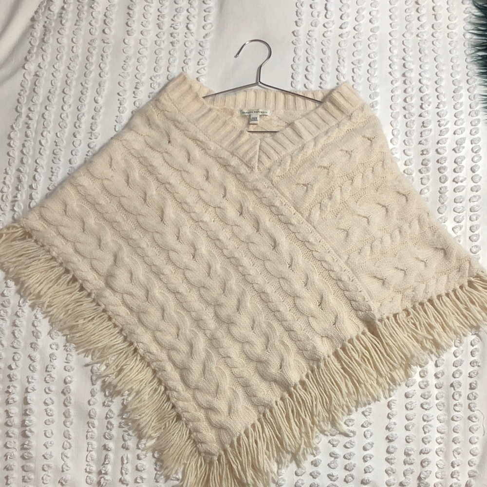Banana Republic Ivory Cable Knit Poncho